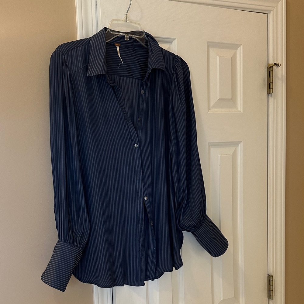 Free People Blue Striped Shirt